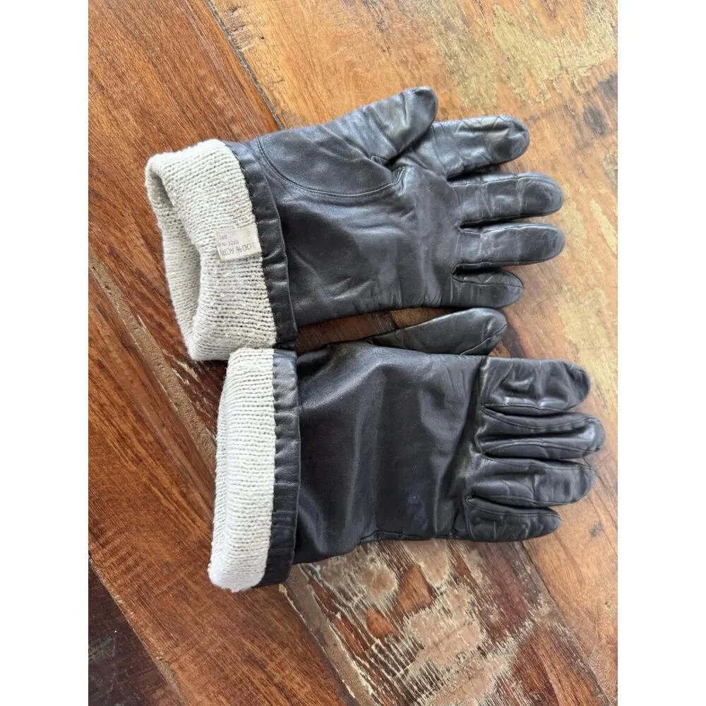 Vintage Black Genuine Leather Gloves Women’s Size 7 Lined Long Cuff Driving